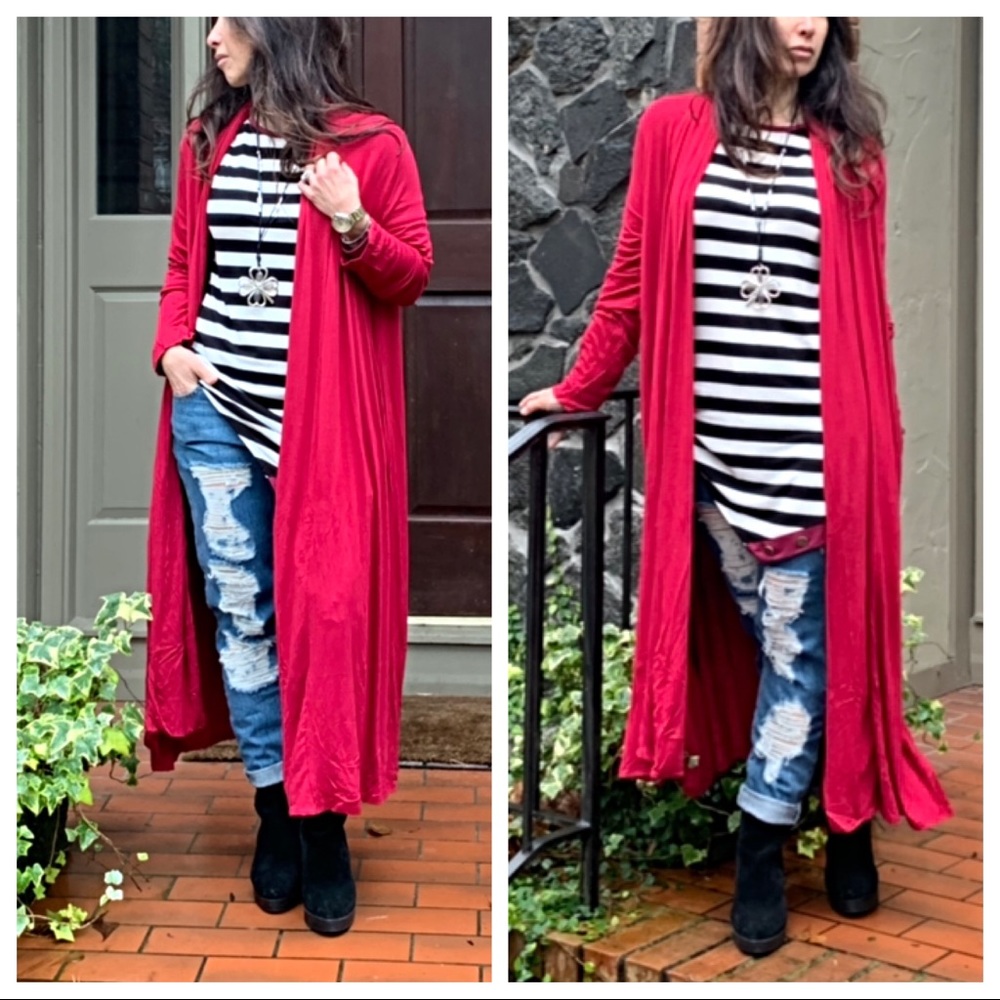 Beautiful Burgundy side pocket long duster - Picture 8 of 8